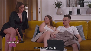 Step Mommy Catches Massive-Chested Amber Bloom Jerks Step Bro on Bed Smacks Her During Rear End