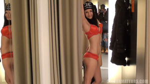 Lingerie wearing young hottie using medical tools