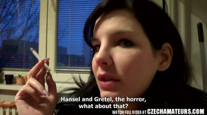 Pale ass Czech chick enjoys violent action in public places