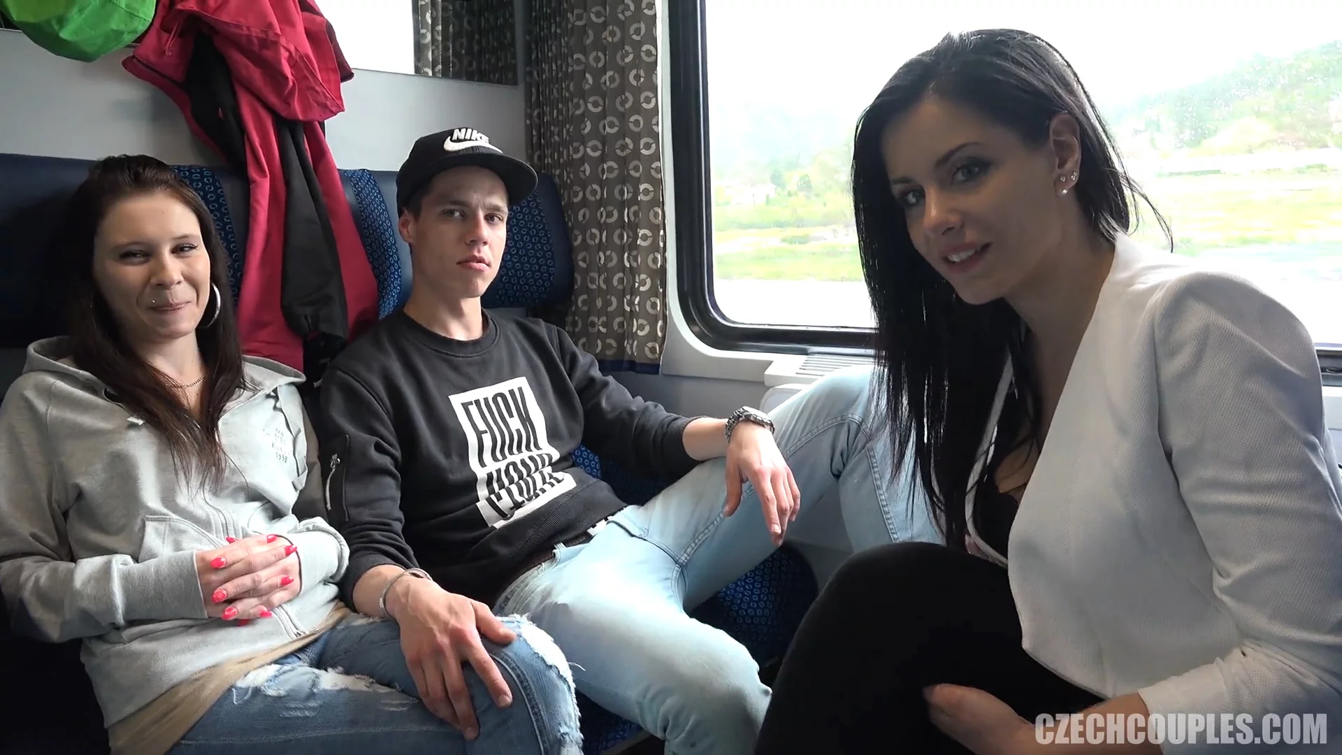 Young couple agrees to enjoy sex with strangers on a train - PornHills.com