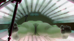 Skinny Czech teen fingers herself in a tanning bed