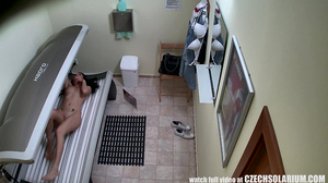 Close up shots of a teen masturbating in a tanning bed