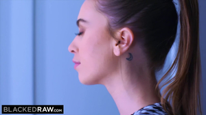 Tiny babe gets her cunt obliterated by big black dongs