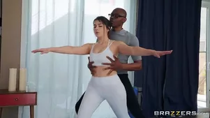 Curvy Valentina Nappi smokes instructor's big black cock