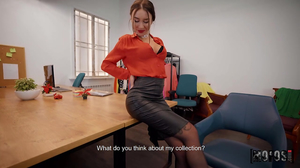 Subtitled sex scene with a brunette bimbo