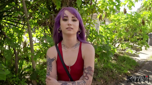 Purple haired gal getting power fucked in POV