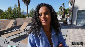 Ebony babe with curly hair getting freaky in POV