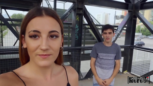 Bubble butt beauty fucks in a public spot