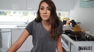 Playful gal guides his cock in her eager hole