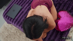 Brunette with tan lines screwed in a POV vid