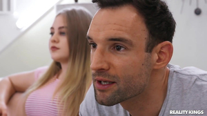 Asian lady with long legs pounded on the couch