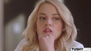 Blonde diva crying with a big dick in her ass