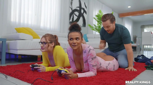 Gamer girls both get fucked by a true creep