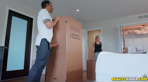 Teen fits in a carboard box and fucks in a box too