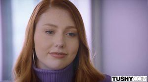 Pale redhead is masturbating to get ready for the sex